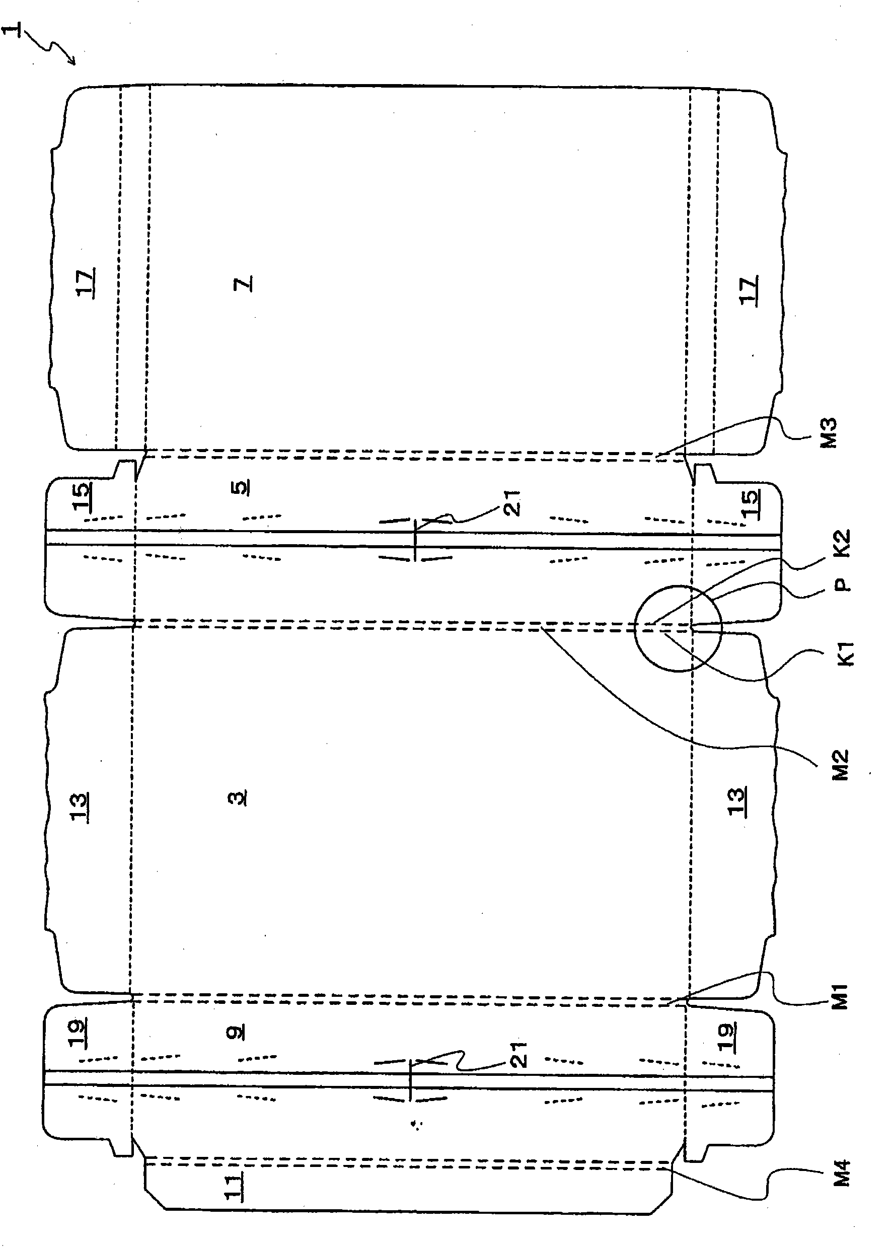 Shipping box, corrugated board blank sheet, and rule mark ring assembly