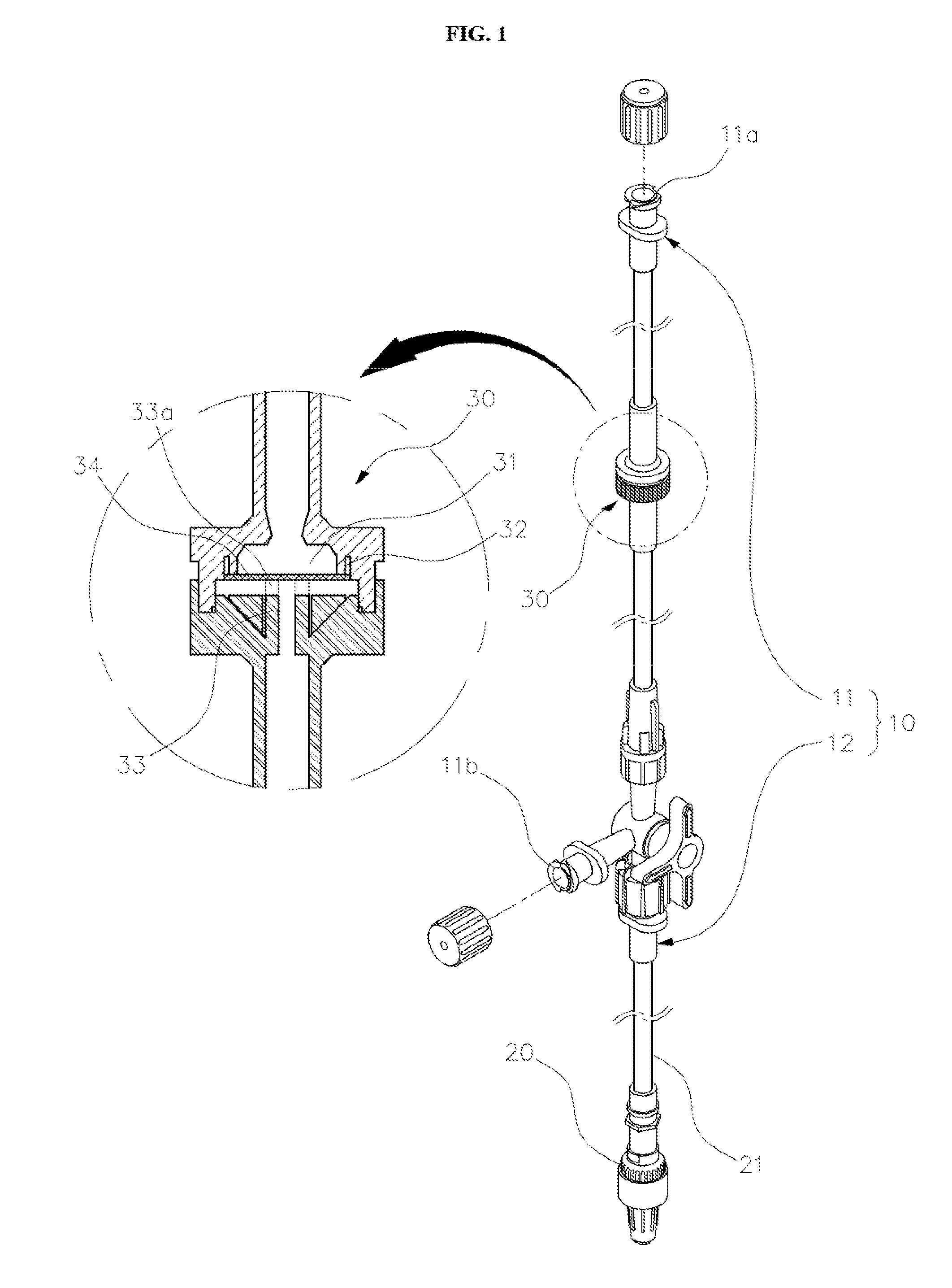 Medicinal fluid injector with backflow prevention function