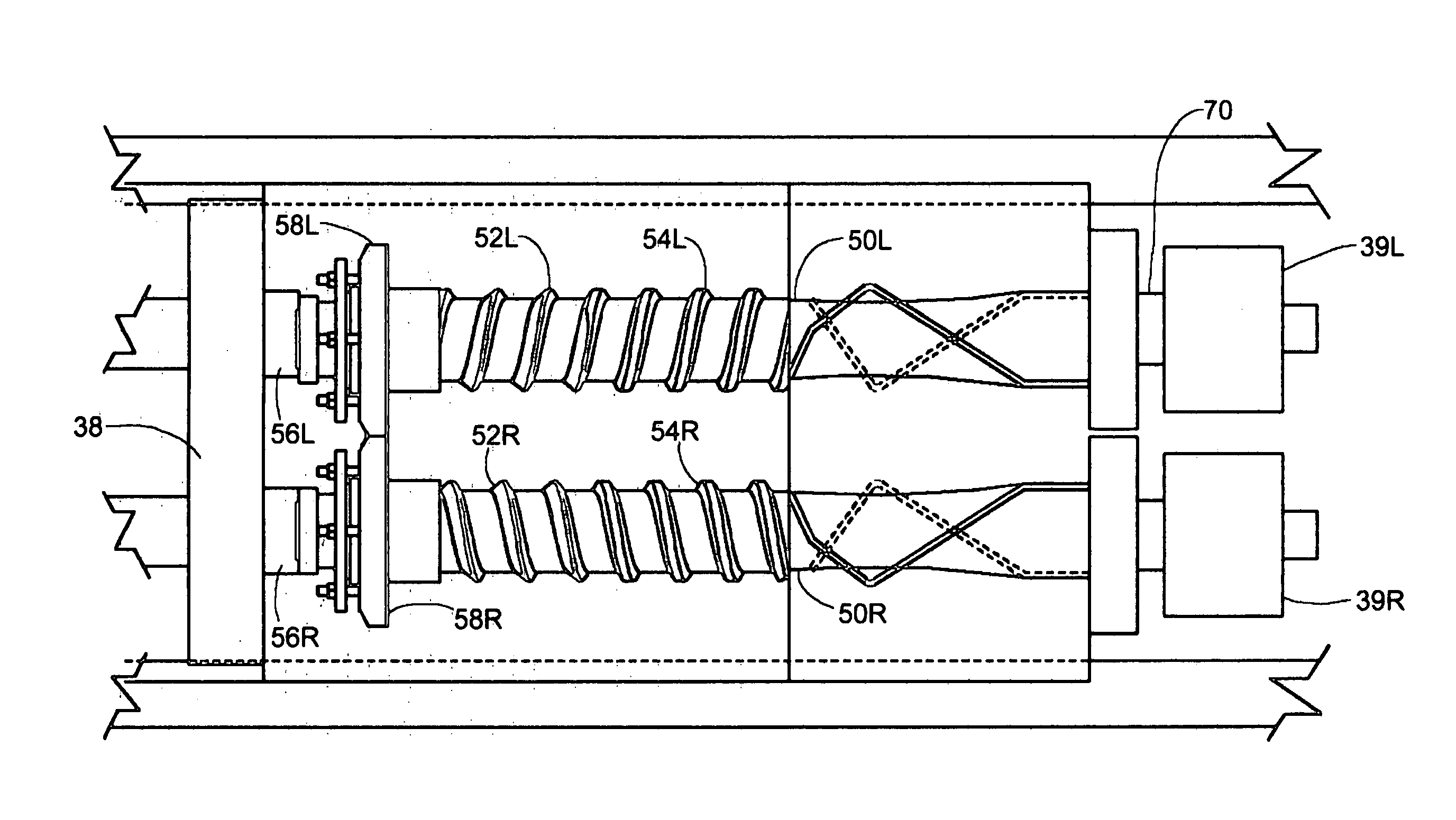 Dual flight rotors for continuous mixer assembly