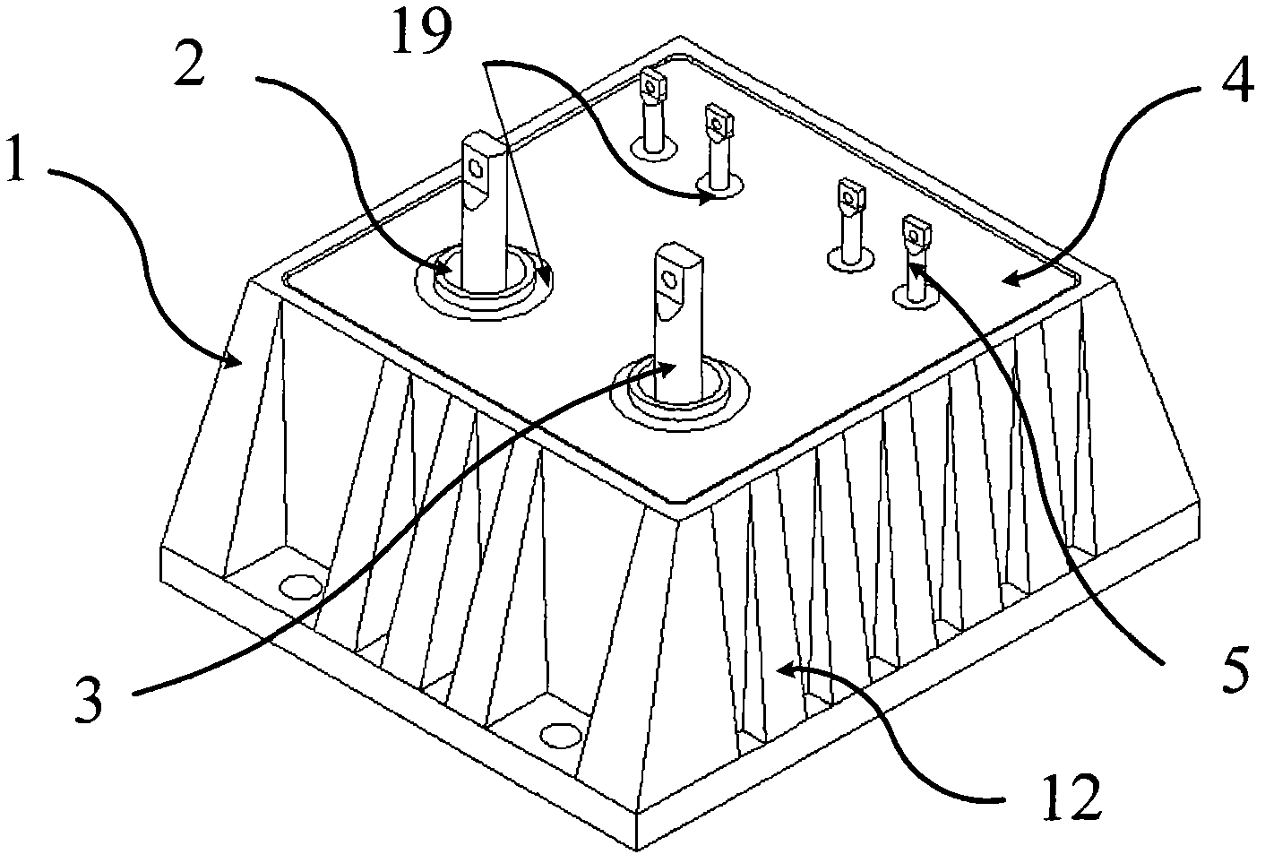 High-power DC solid-state power controller with integrated radiation structure