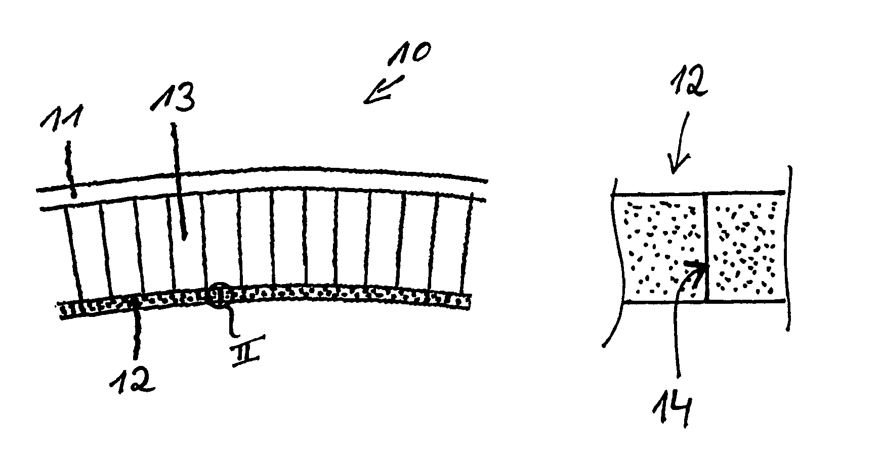 Ring structure of metal construction having a run-in lining