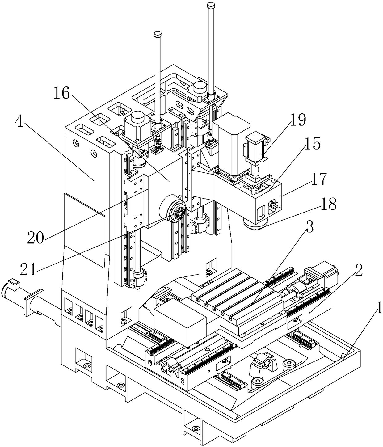 A vertical-horizontal compound multi-faceted machining center machine tool