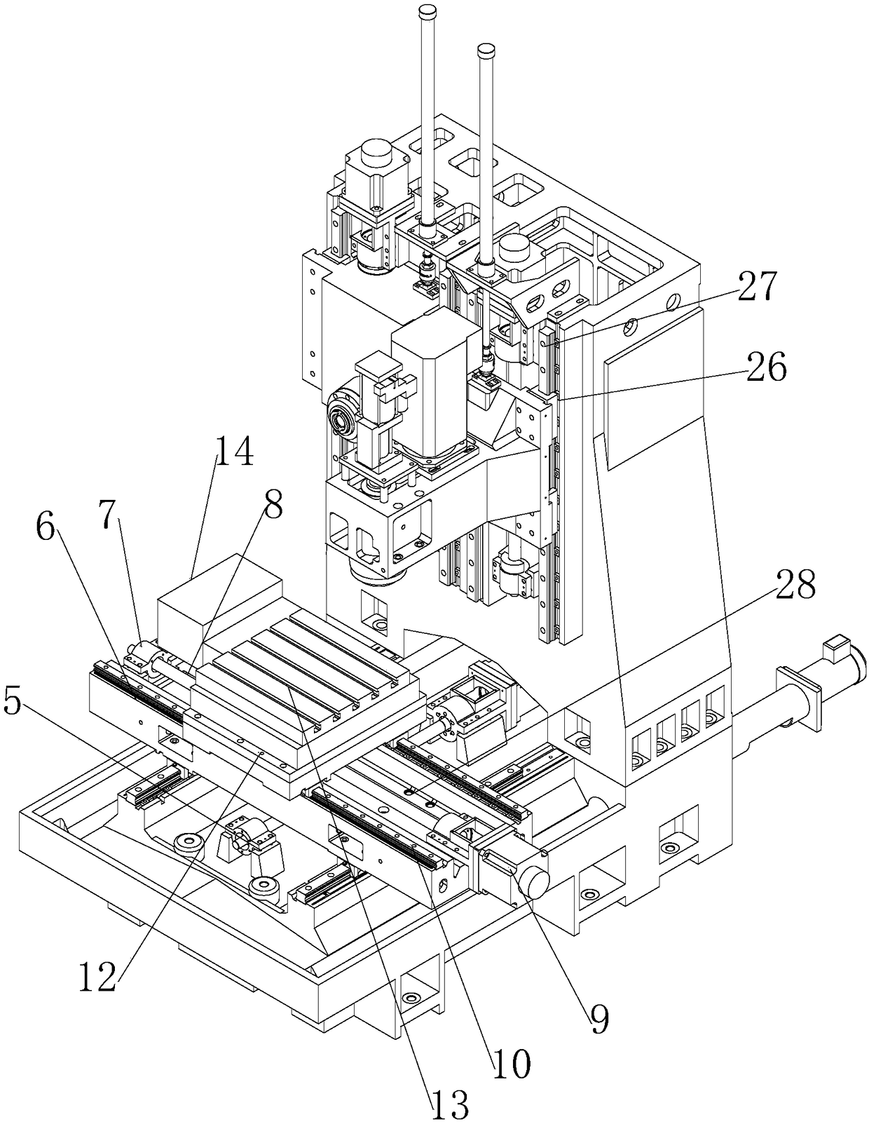 A vertical-horizontal compound multi-faceted machining center machine tool