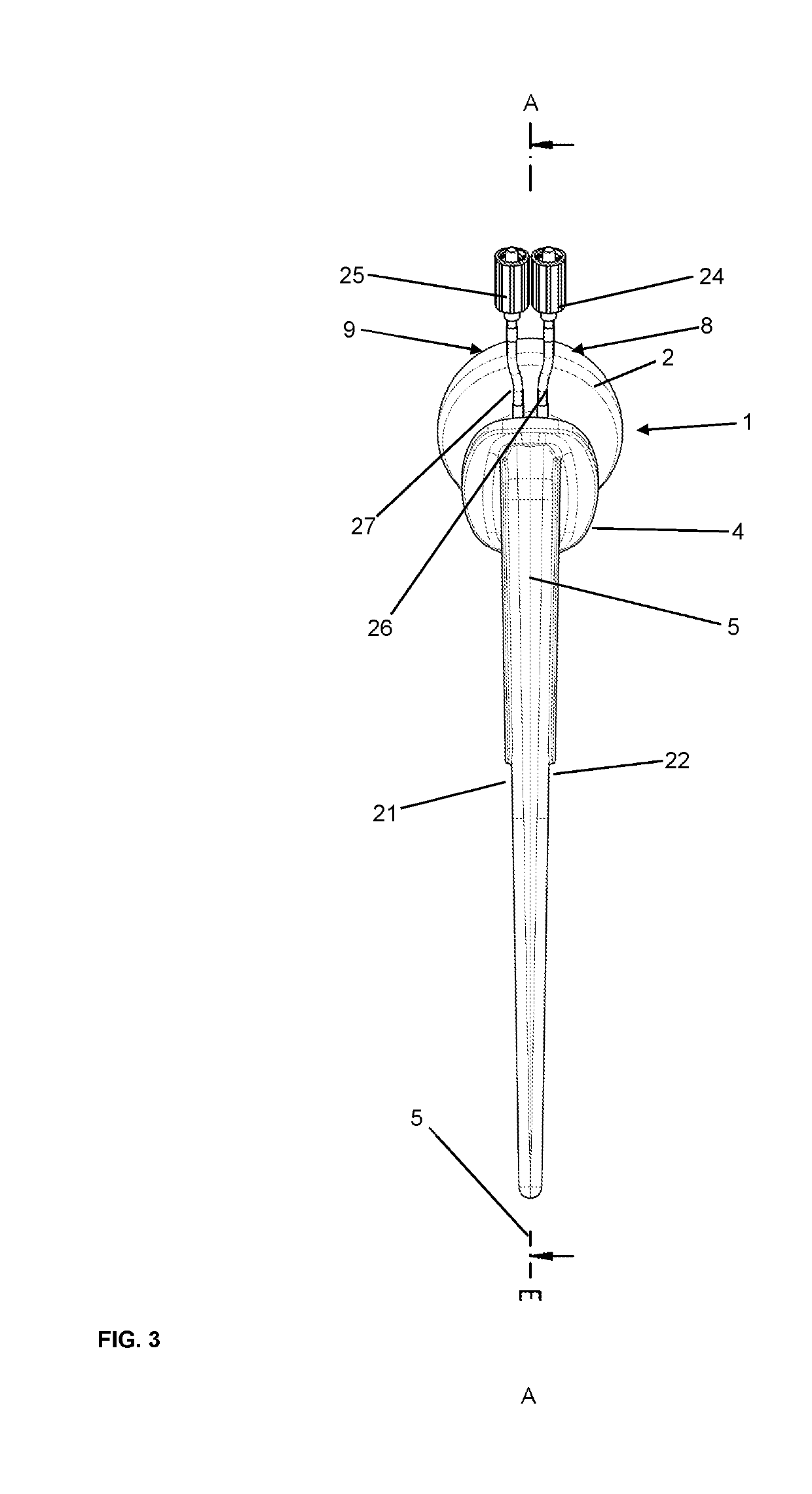 Femoral hip joint spacer with irrigation device