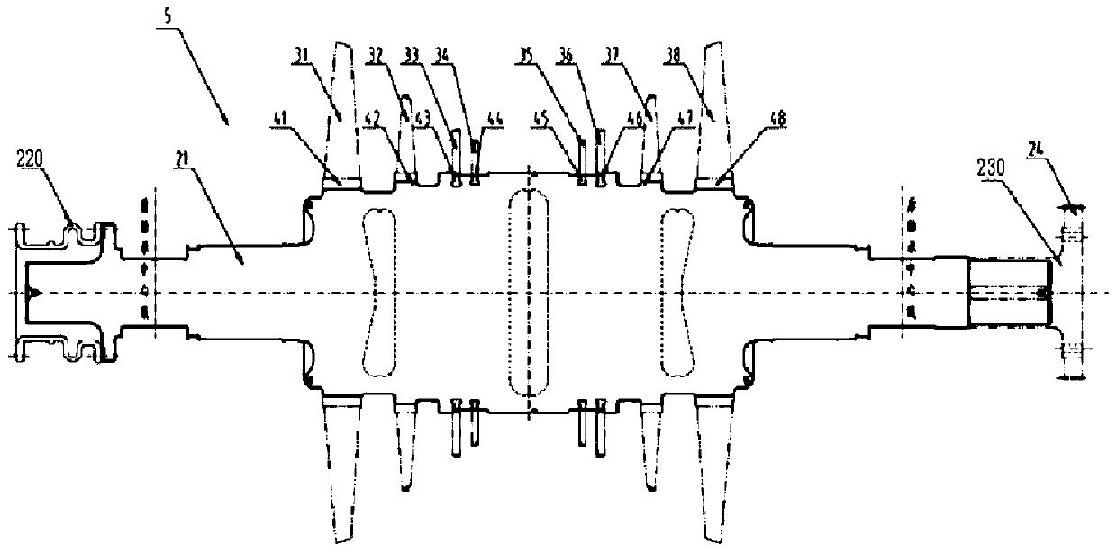 Low-voltage optical axis rotor, steam turbine and low-voltage optical axis rotor restructuring method