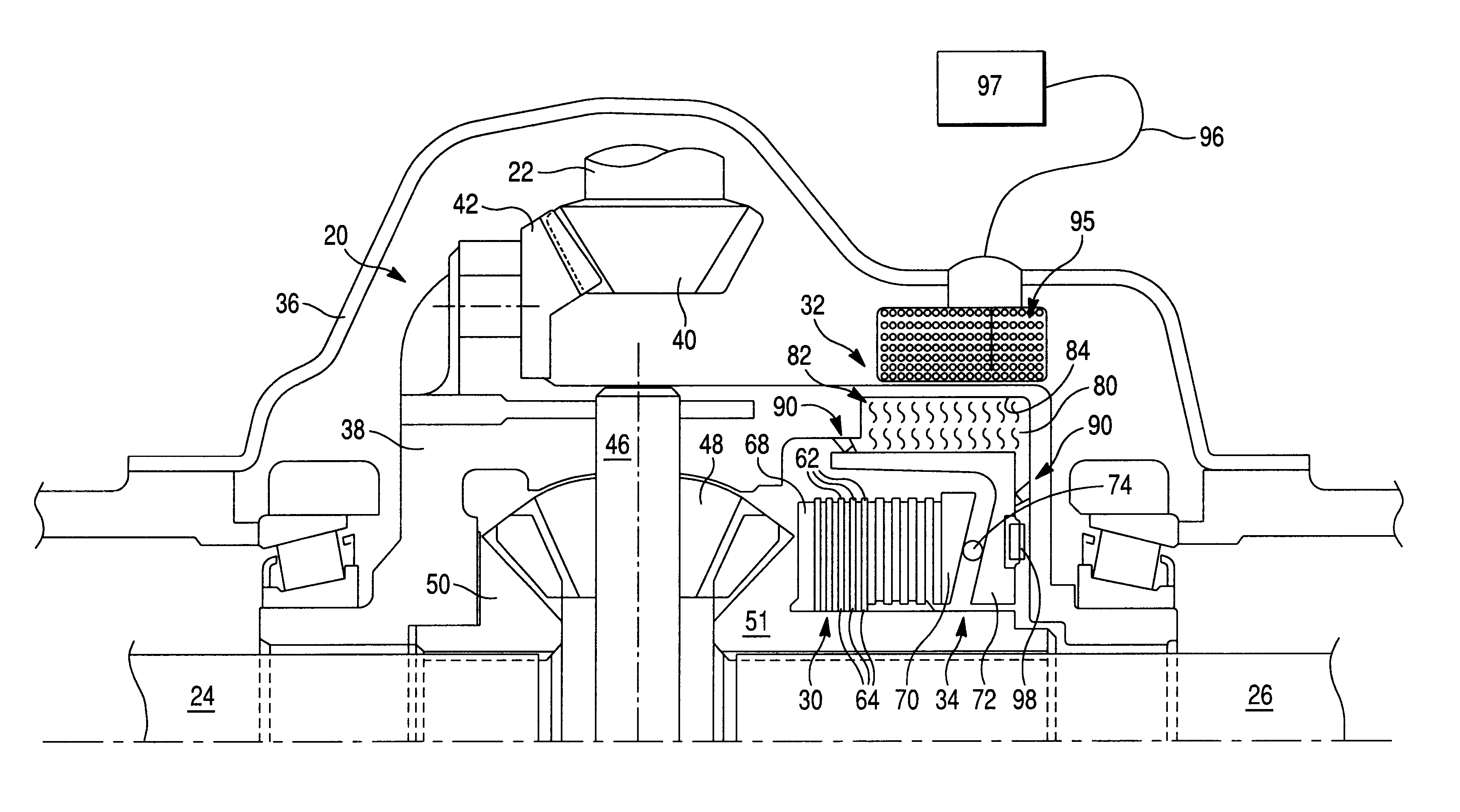 Locking differential with clutch activated by magnetorheological fluid