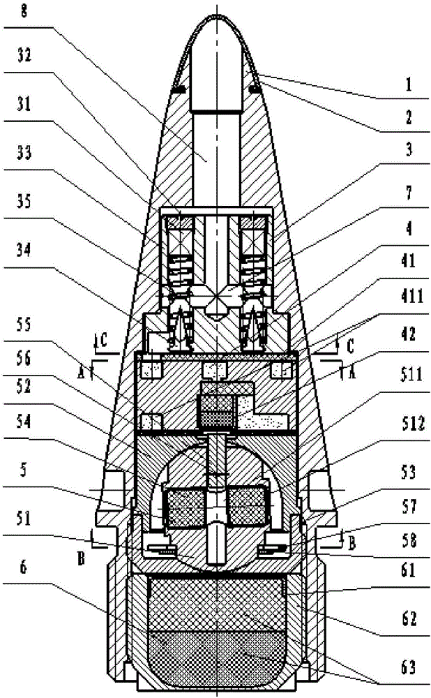 Time detonating fuse of antiaircraft gun hail-suppression precipitation increasing bomb