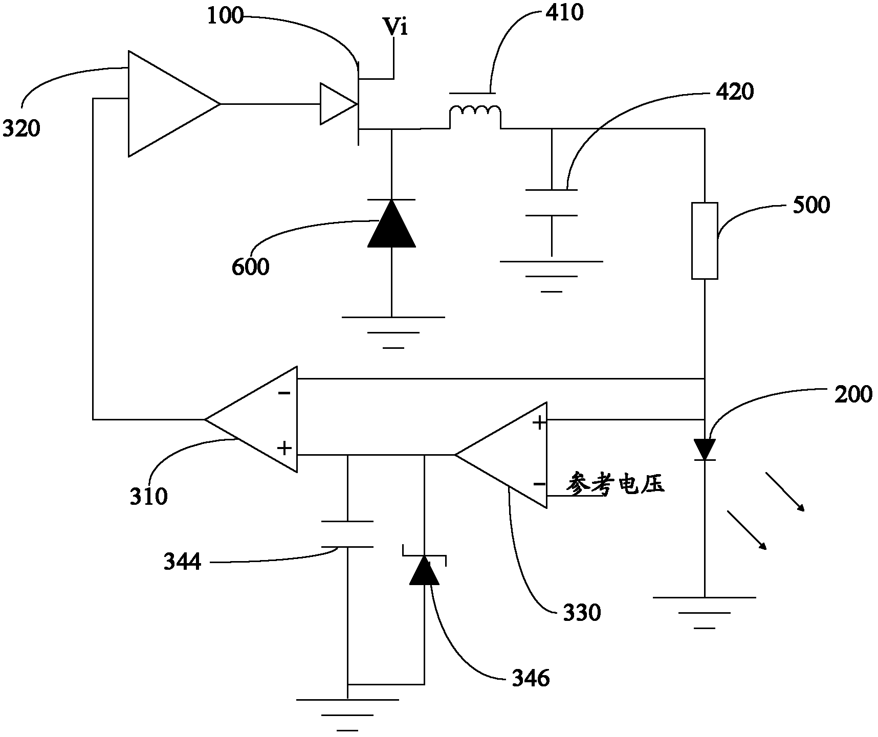 Over-current protection circuit of light-emitting diode (LED) constant-current driving circuit