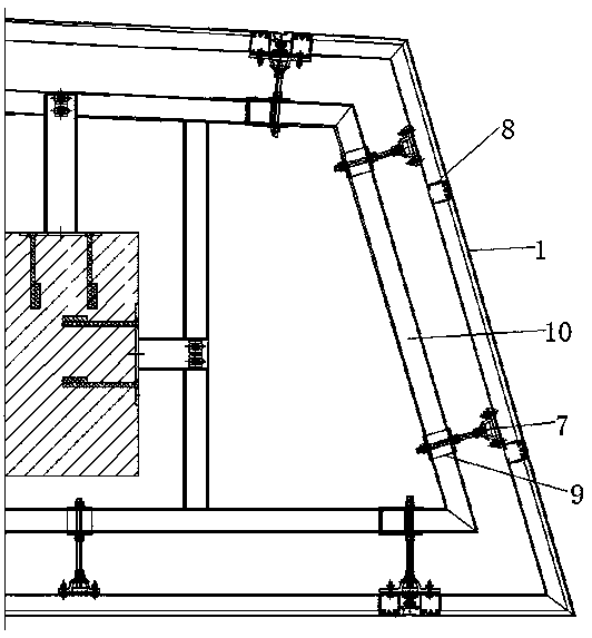 Curved surface aluminum plate curtain wall hanging-connection system adjustable in three-dimensional space