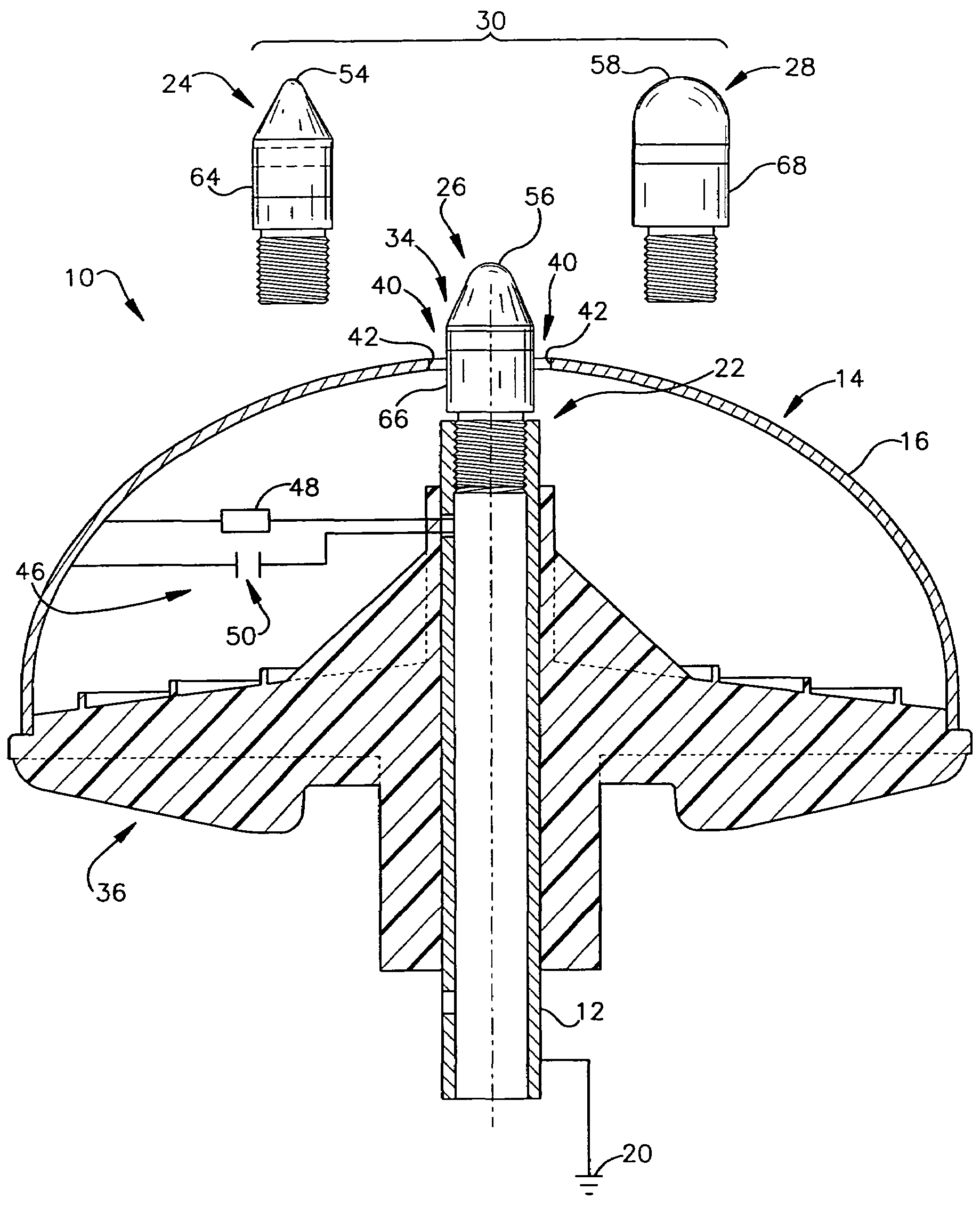 Lightning protection device and method