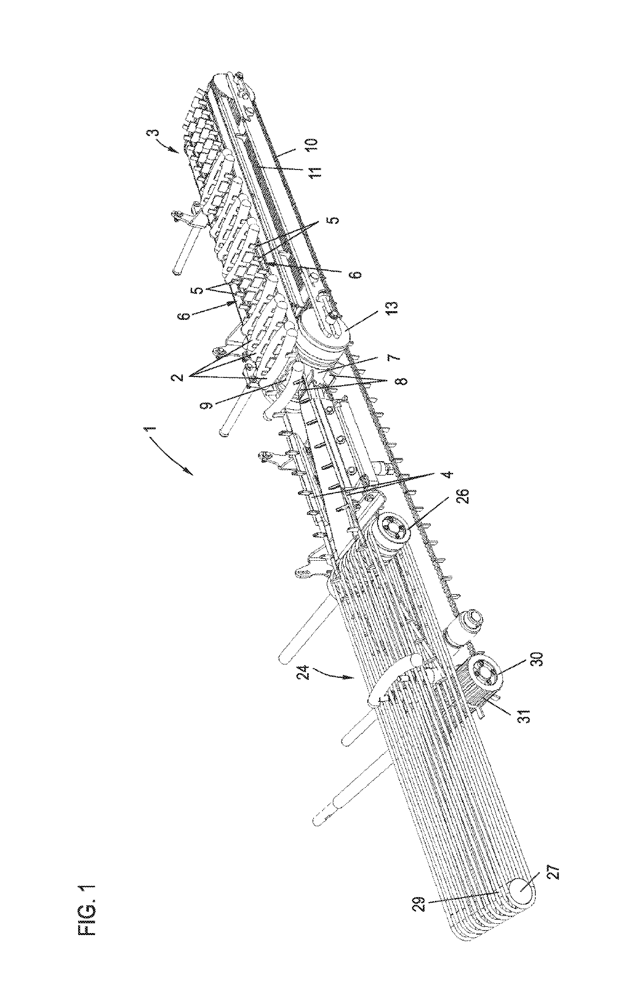 Apparatus for transporting elongate sausages which have a curvature