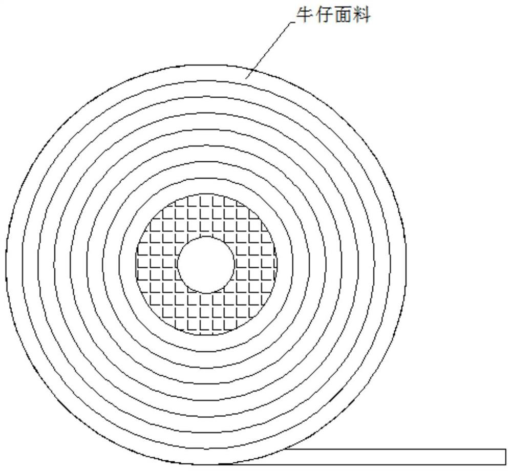 High-elastic denim fabric and production process thereof