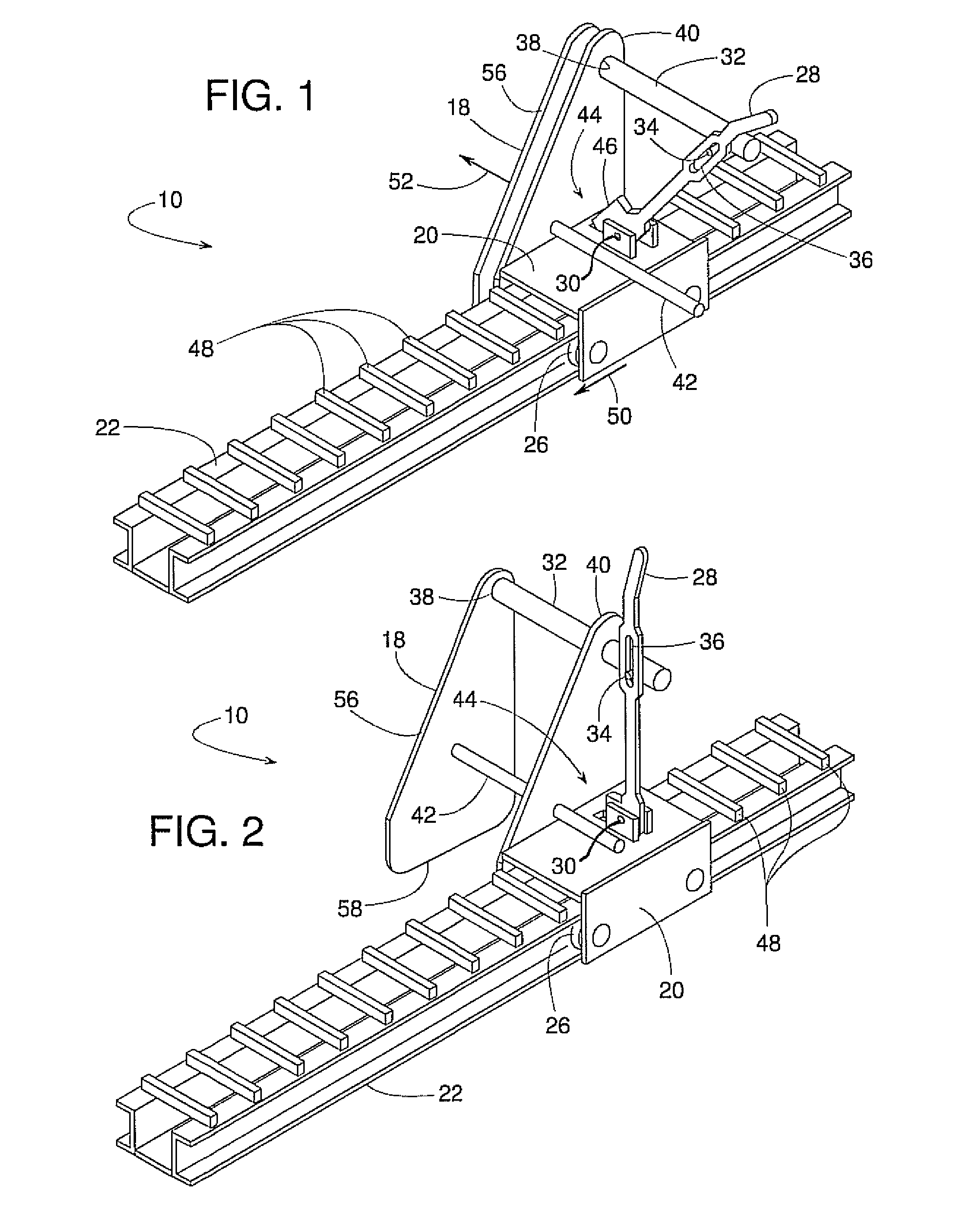 Manual wheel chocks with automatic positive locking