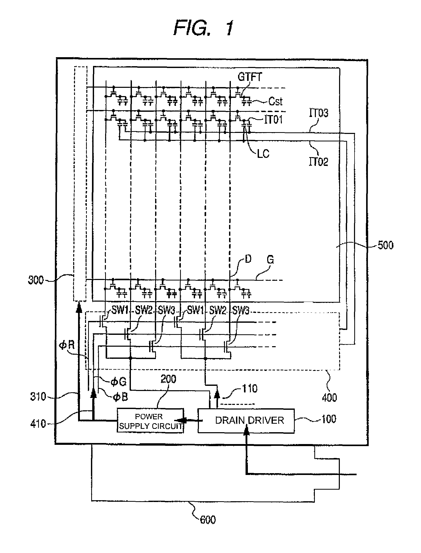 Display device employing a time-division-multiplexed driver