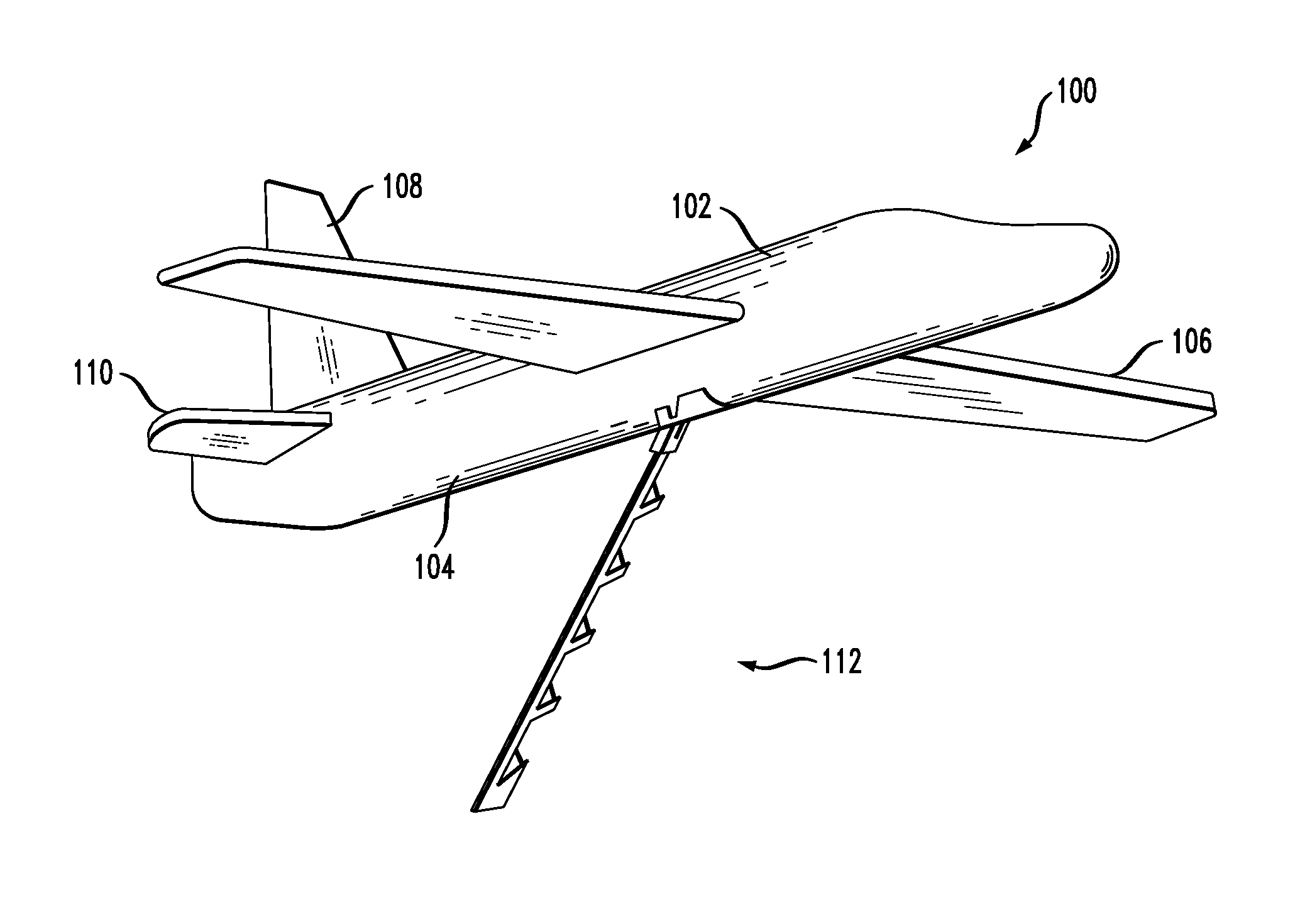 UAV arresting hook for use with UAV recovery system