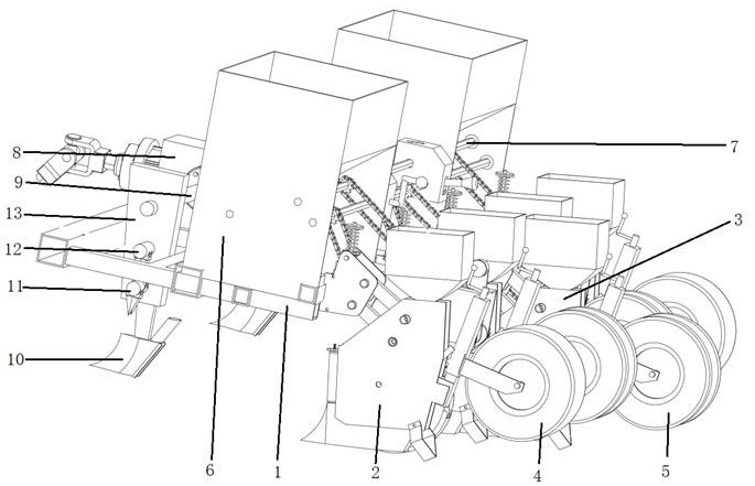 A corn-soybean strip compound seeder