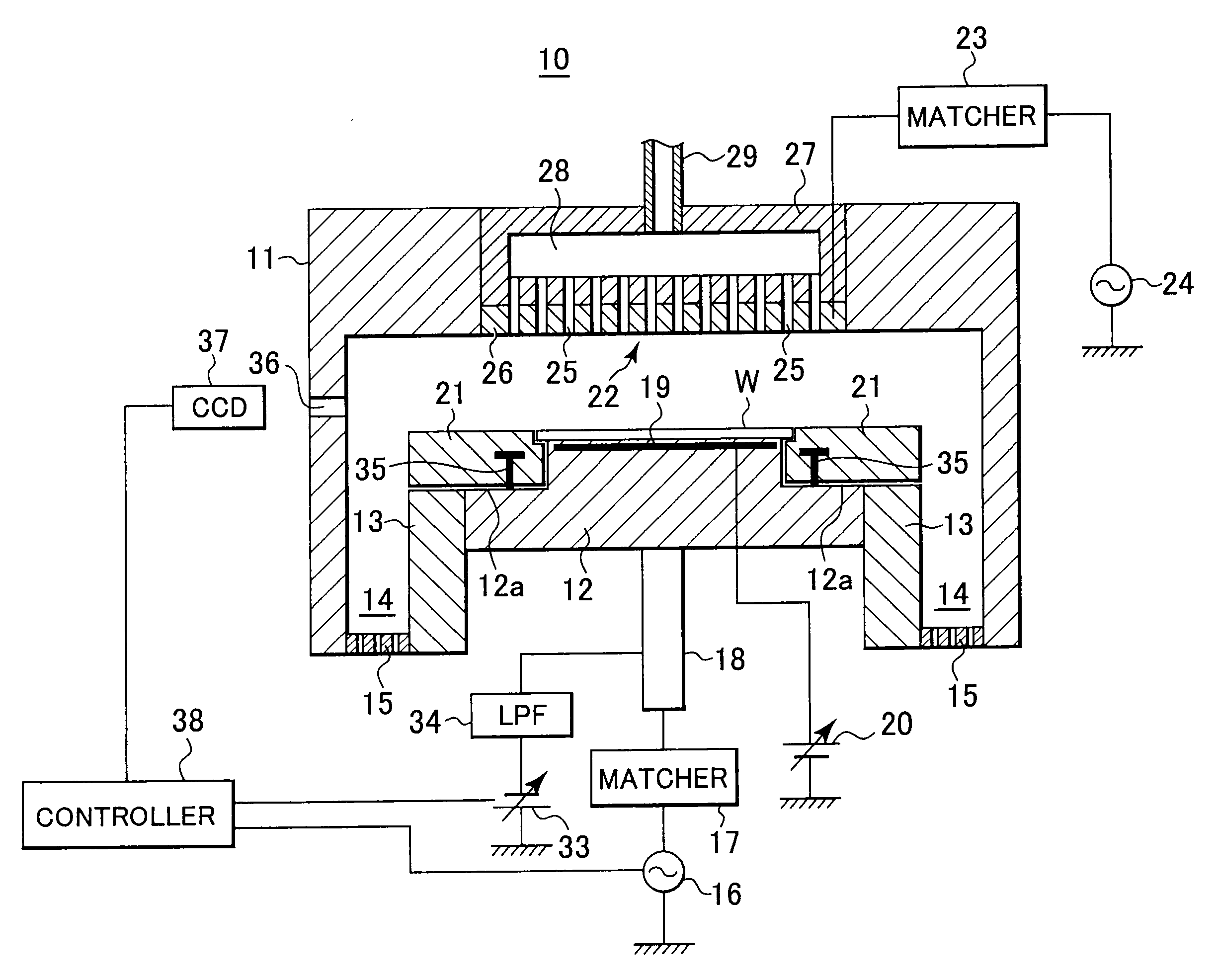 Plasma processing apparatus and method of plasma distribution correction