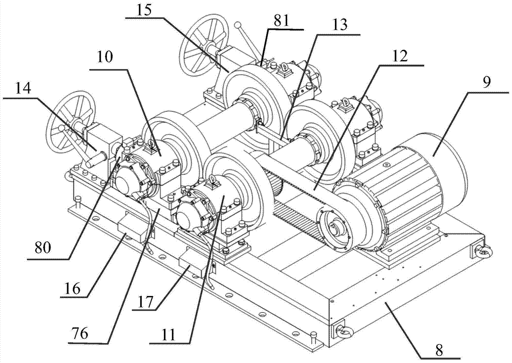 High-speed EMU axle end grounding device wear test bench