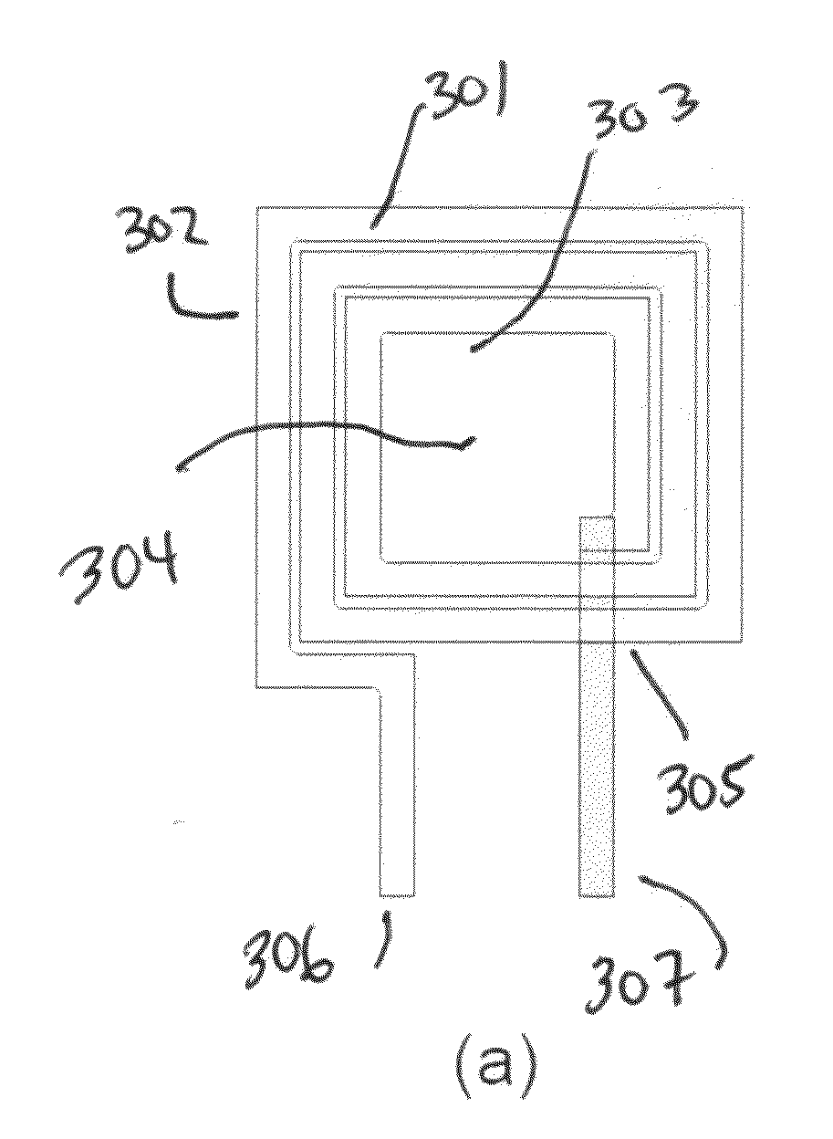 Compact-area capacitive plates for use with spiral inductors having more than one turn