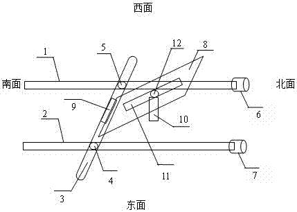 Double-axis tracking sun illumination device having symmetric linear slideways