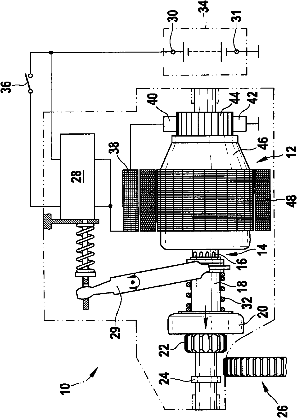 Starter for an internal combustion engine