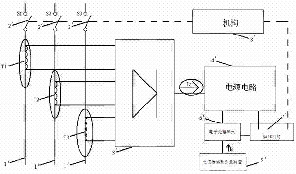 Electronic tripping device with function of monitoring tripping power source