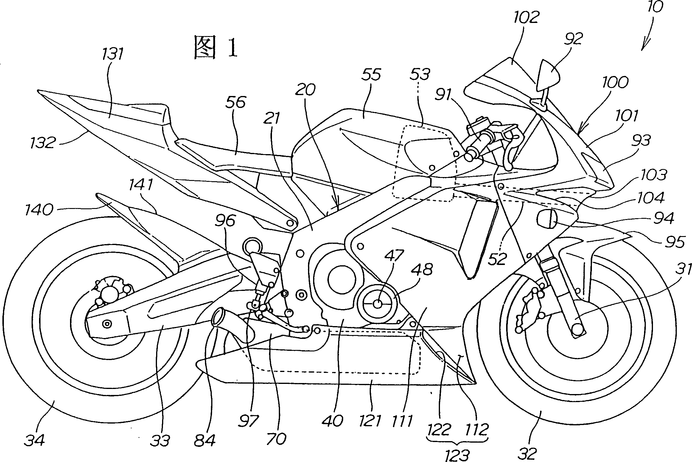 Car cowl structure of motor bicycle