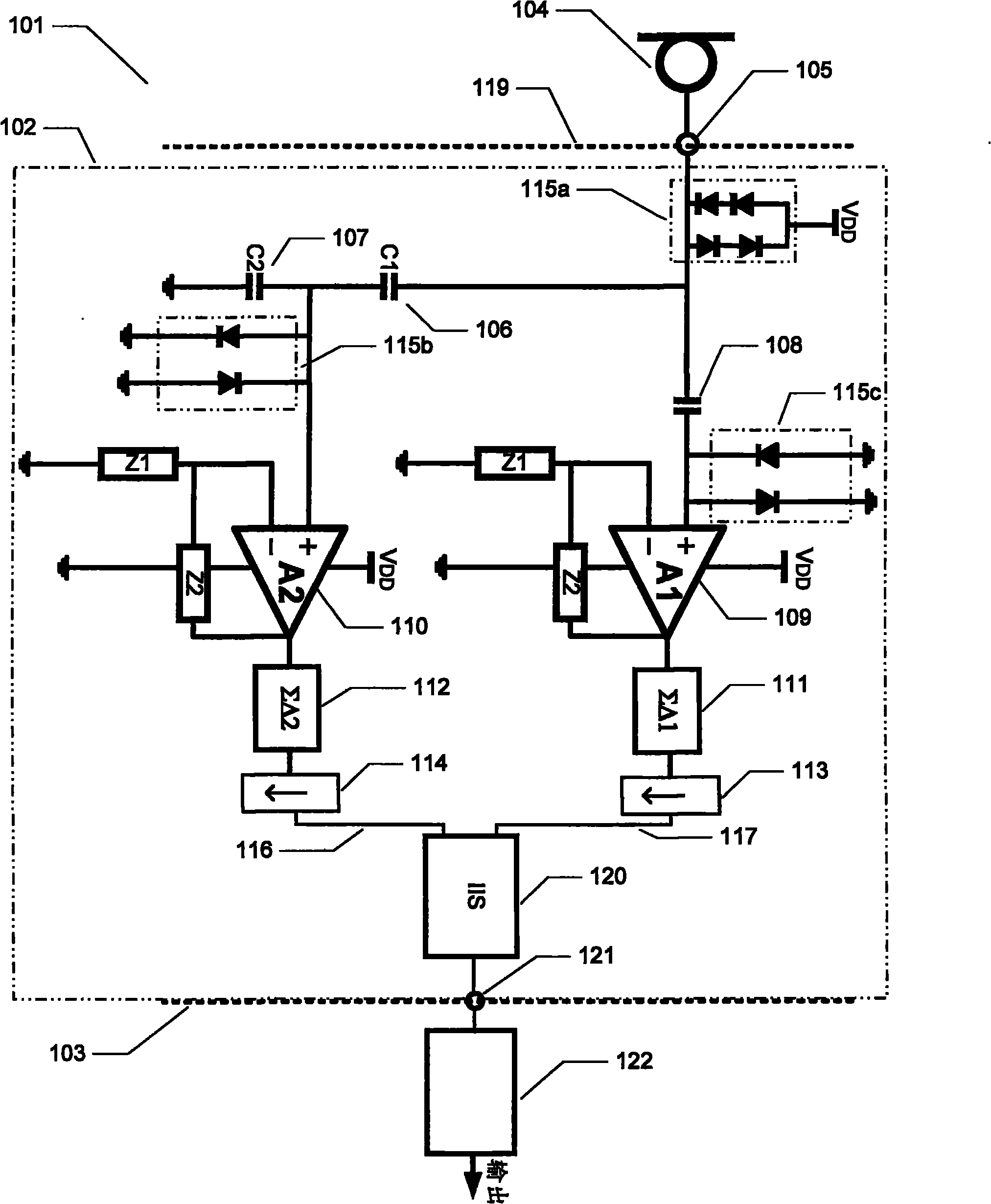 High performance voice frequency amplifying circuit