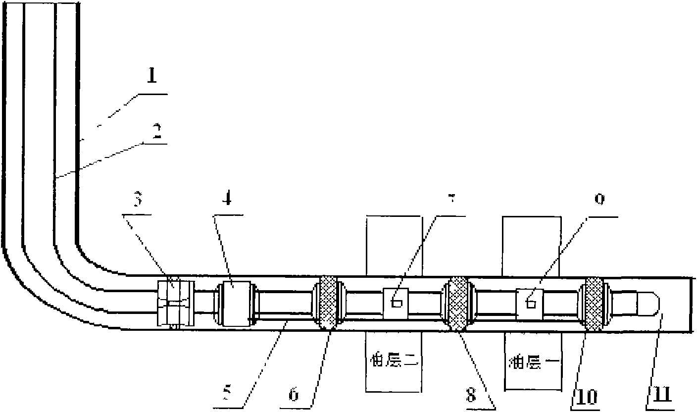 Horizontal well packer staged fracturing technology tube pillar