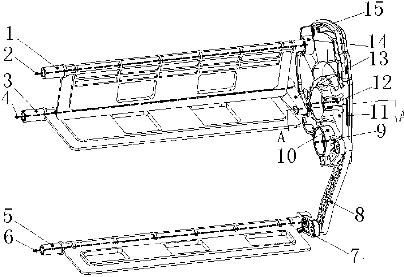 Automobile air conditioner mode air damper control mechanism