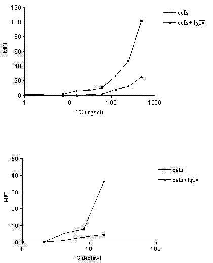 Application of intravenous immunoglobulins (IVIg) in inhibiting cholera toxin and galectin from being combined into ganglioside GM1