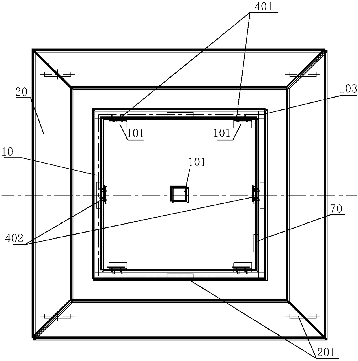 Multi-storey residential additionally-mounted elevator prefabricated assembly type pit foundation device in cold region