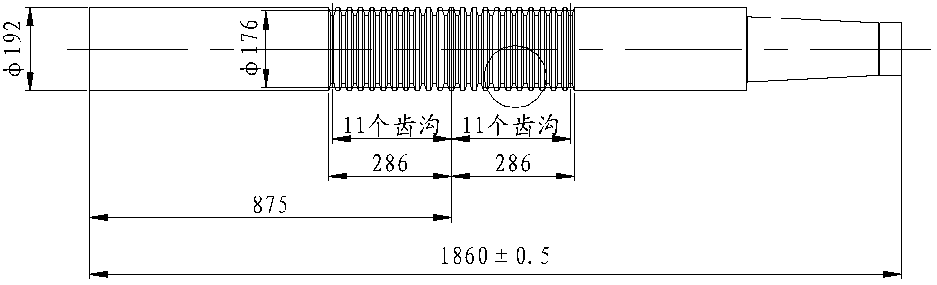 Machining method for worm tooth profile of cutter shaft of large gear shaping machine