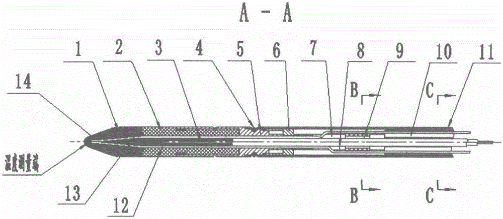 Anti-microwave-interference temperature measurement and ablation integrated semi-rigid water-cooling microwave ablation antenna