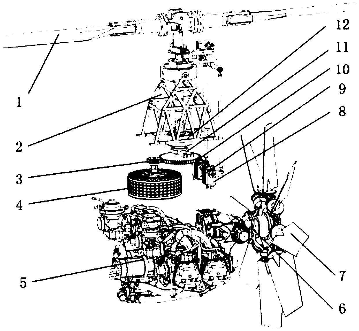 A heavy-duty autogyro hybrid jump-fly system with a variable pitch seesaw rotor head