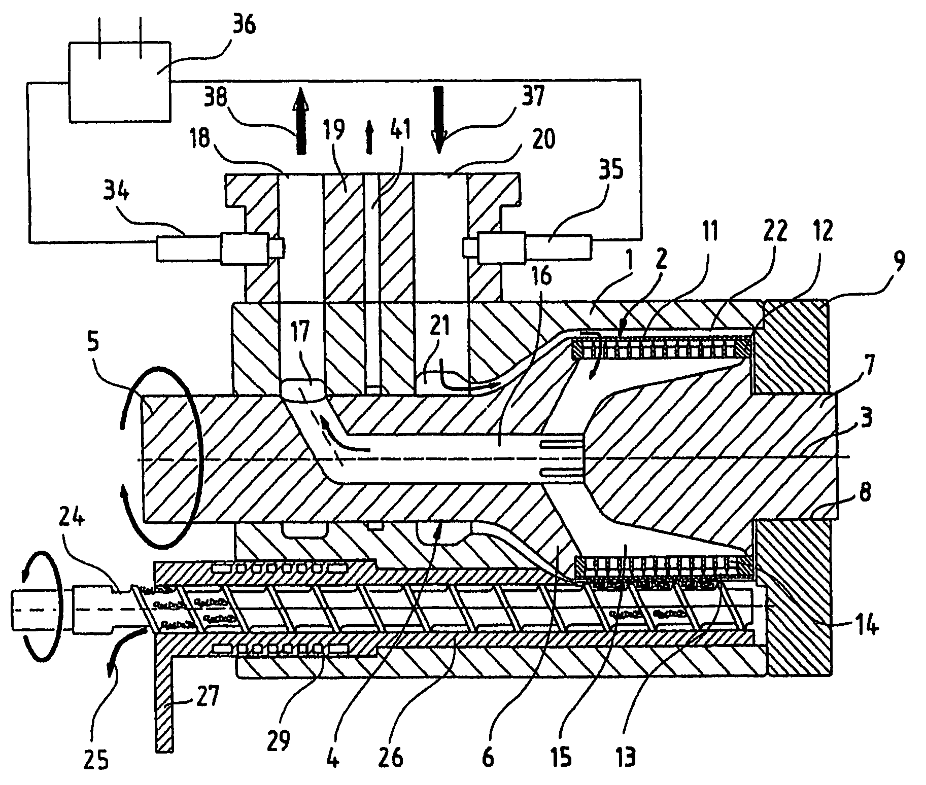 Device for continuous filtration of material blends