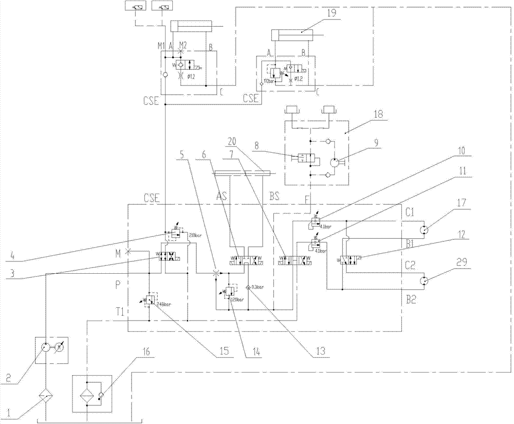 Walking hydraulic system for scissor-type overhead working truck