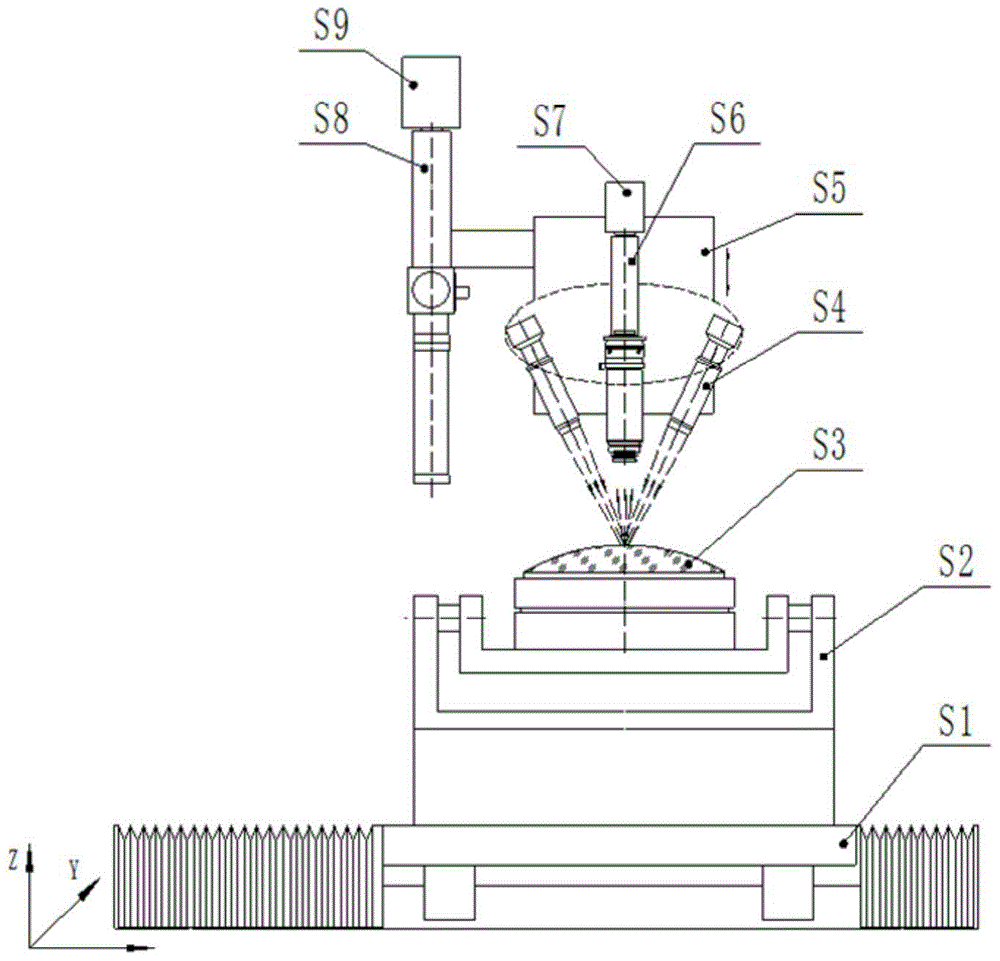 Large-aperture spherical optical element surface defect detection system and method