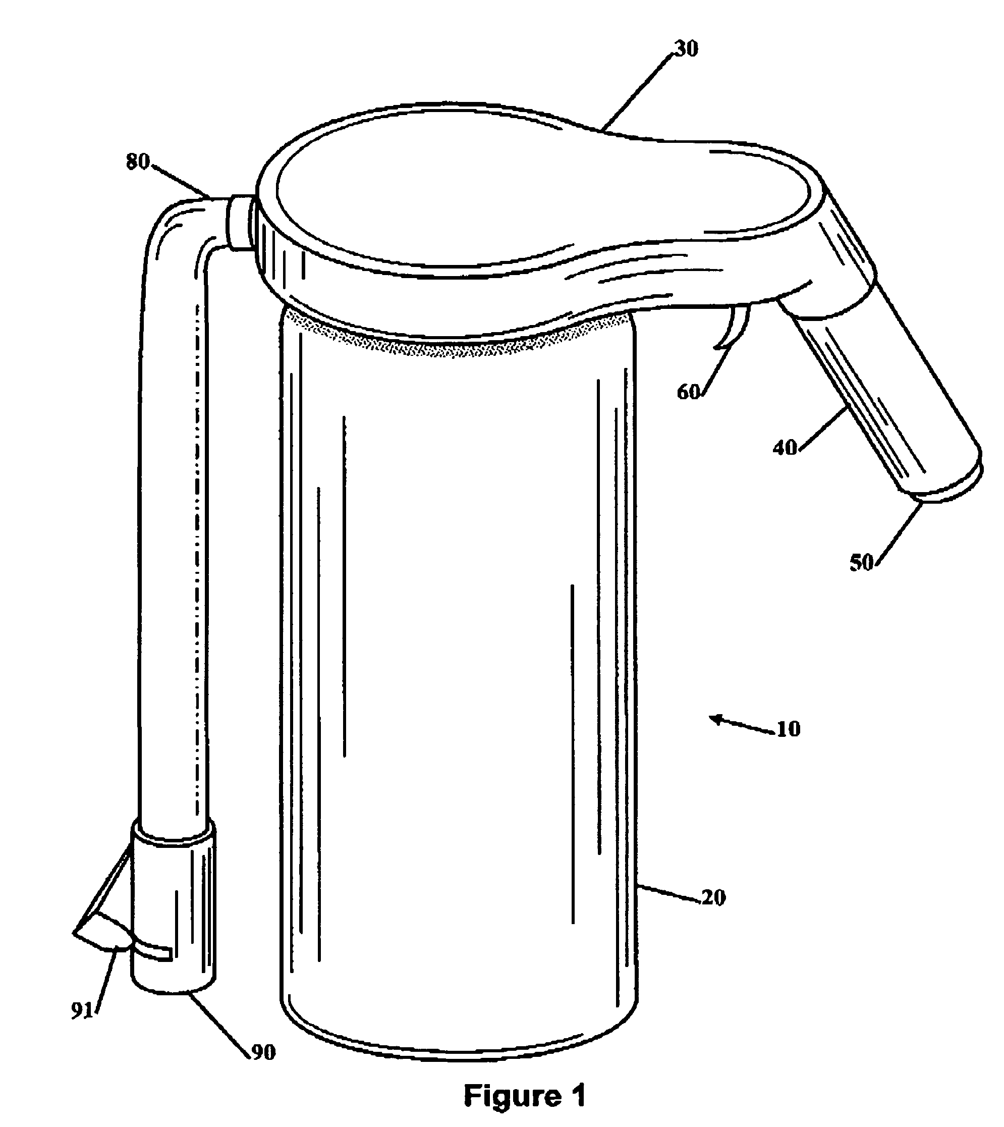 Self servicing fire extinguisher with external operated internal mixing with wide mouth and external CO<sub>2 </sub>chamber