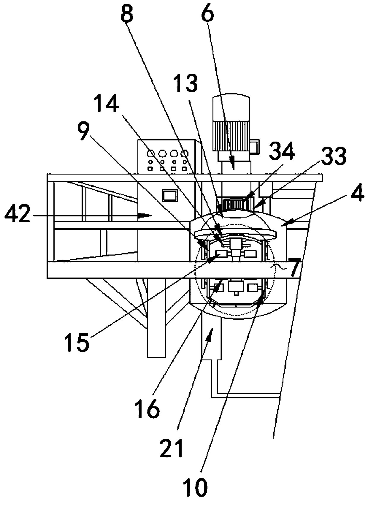 High-shear mixing and emulsifying device for paint coating processing and working method thereof