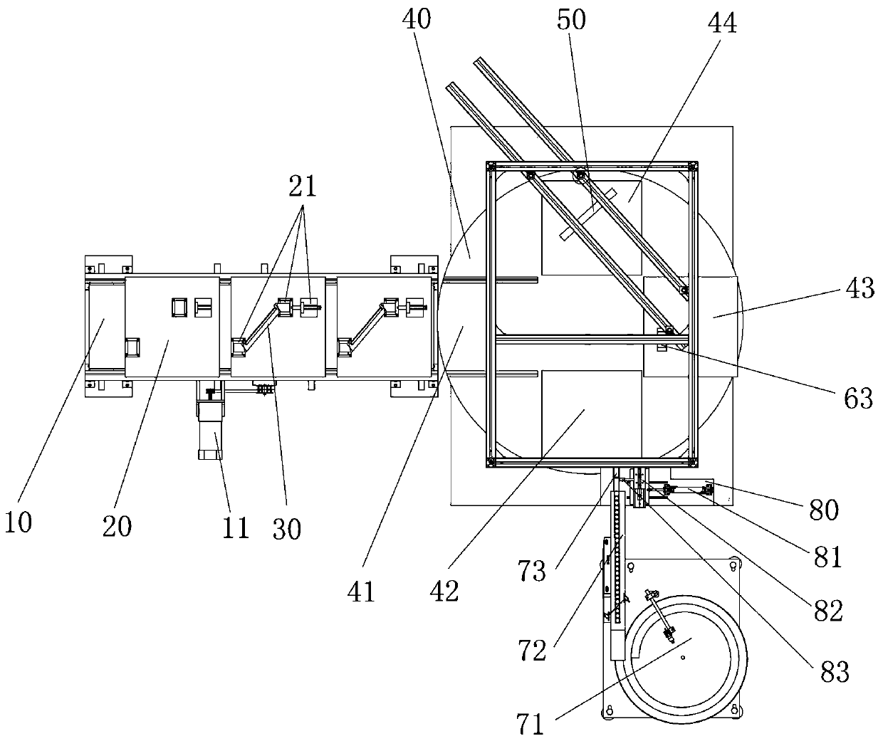 Computer display bracket assembly system with ring-shaped four-station layout and assembly method