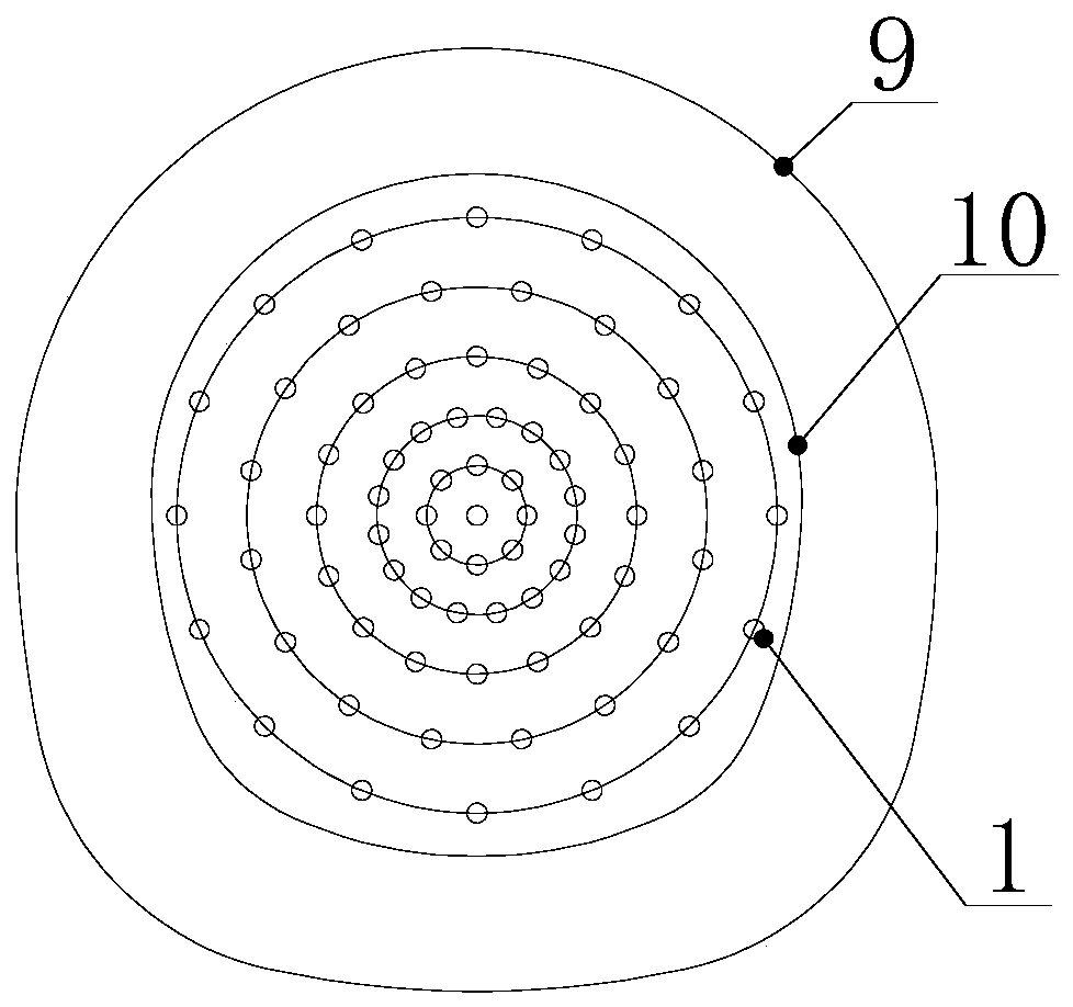 Dense net type advanced supporting system of bored tunnel and construction method