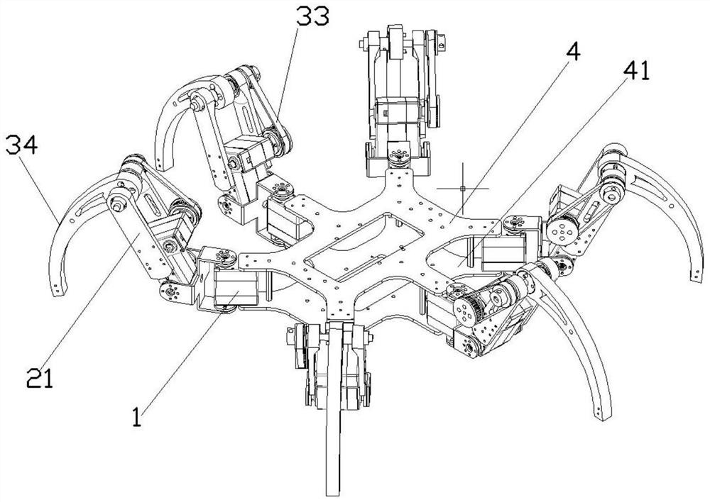 Six-foot robot based on synchronous belt transmission