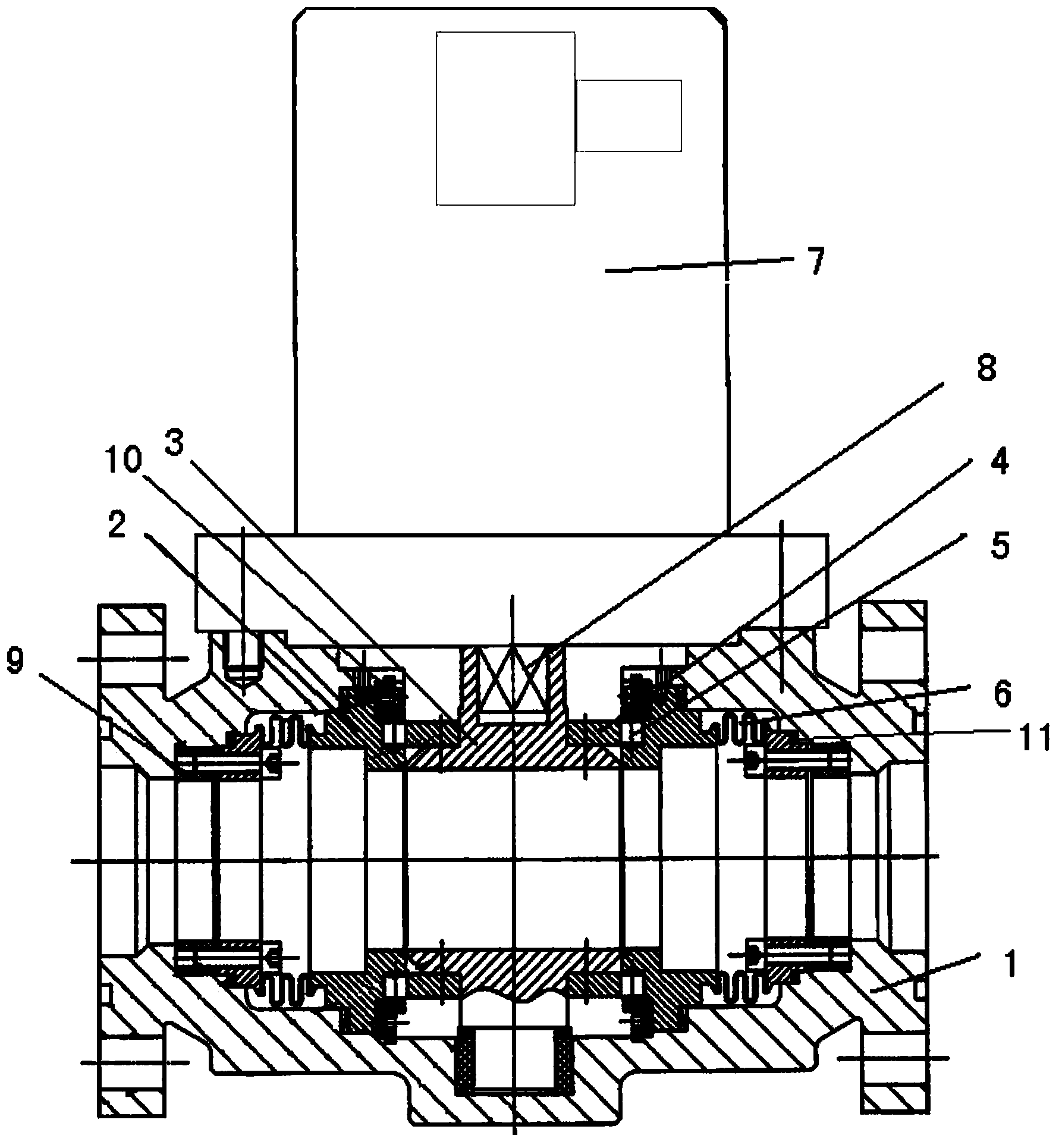 Corrugated pipe structure based self-compensating electric ball valve