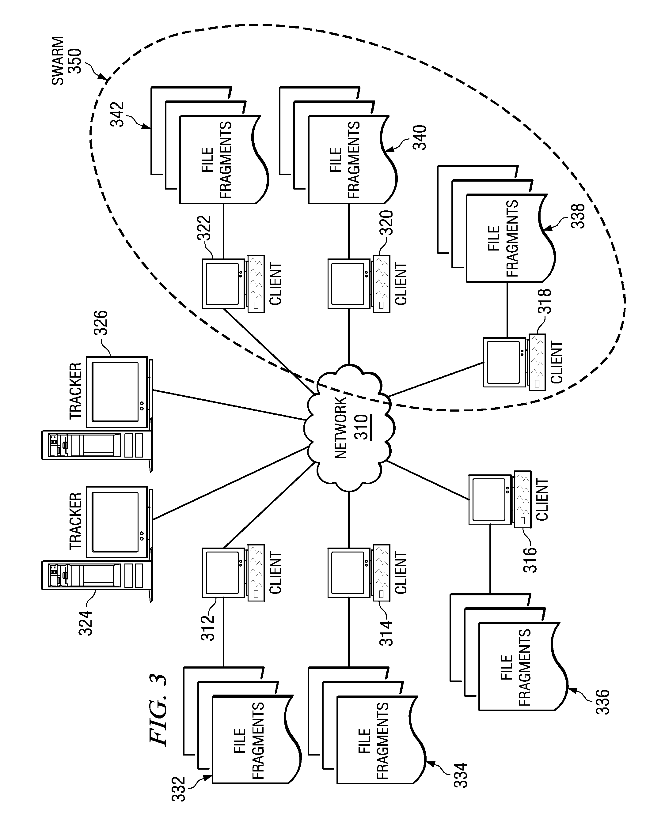 Background file sharing in a segmented peer-to-peer file sharing network