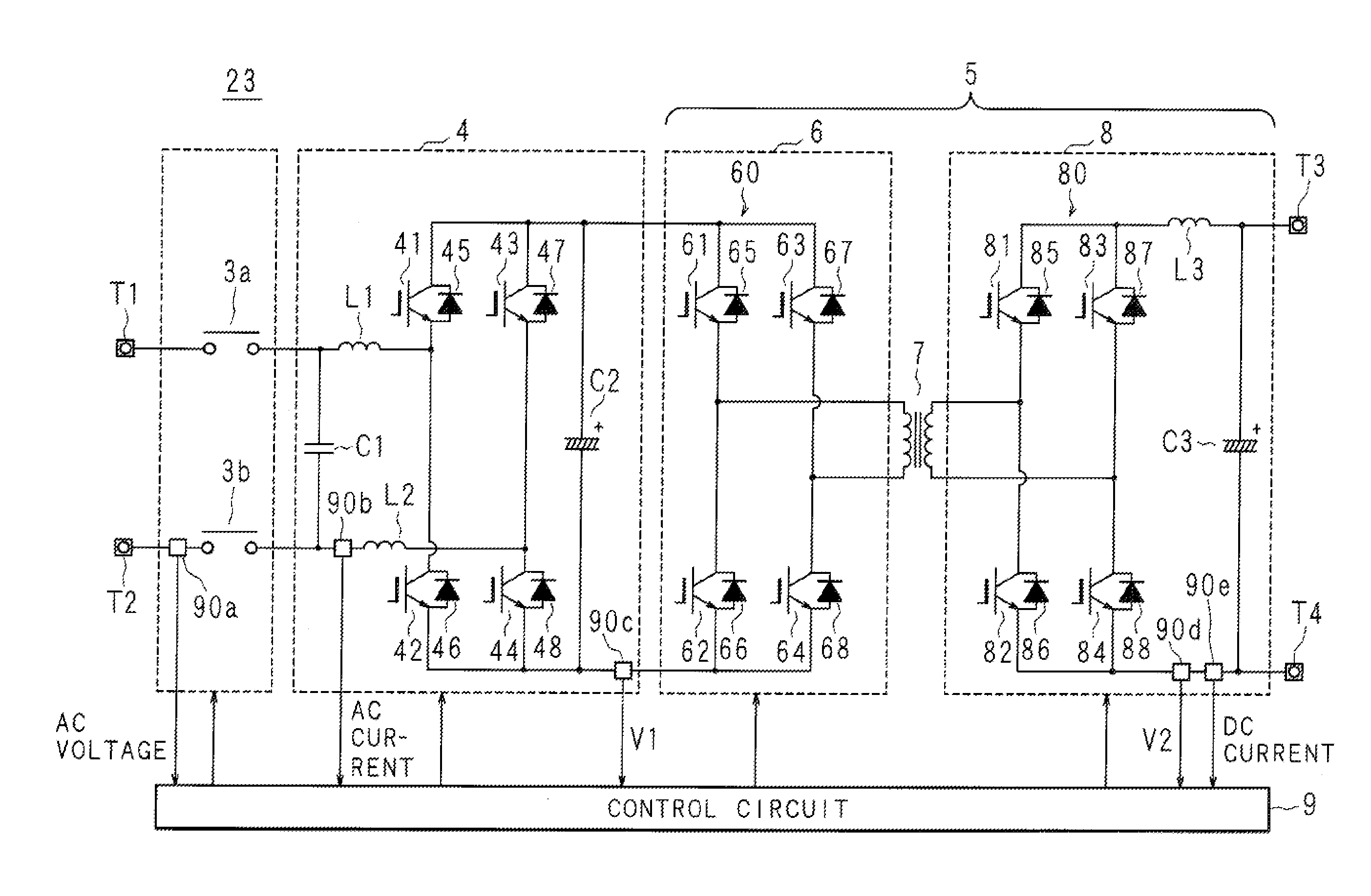 Ac-dc bi-directionally conversion device with failure determination function, failure determination method and computer readable medium