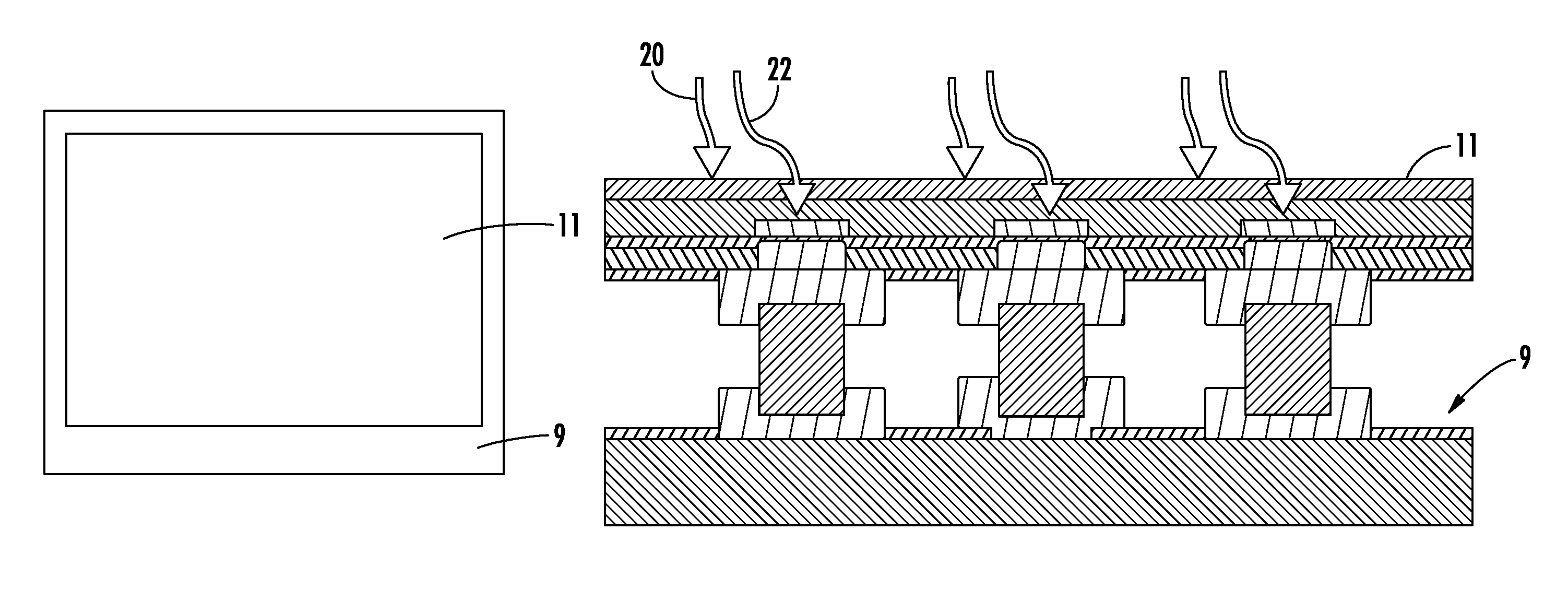 Perforated blocking layer for enhanced broad band response in a focal plane array