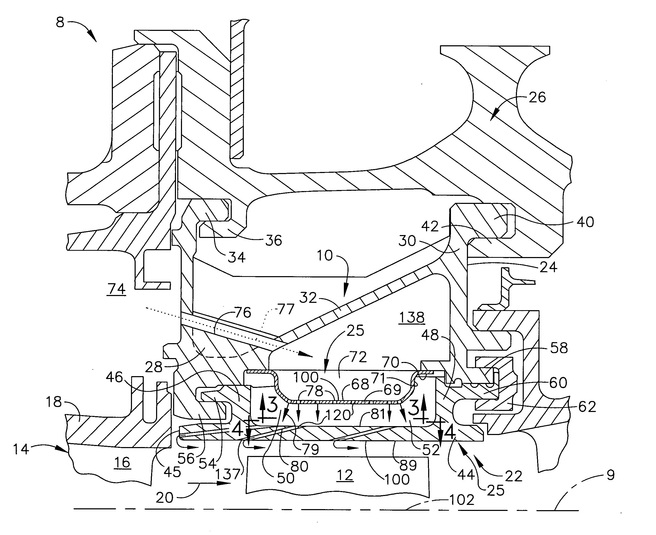 Turbine shroud asymmetrical cooling elements