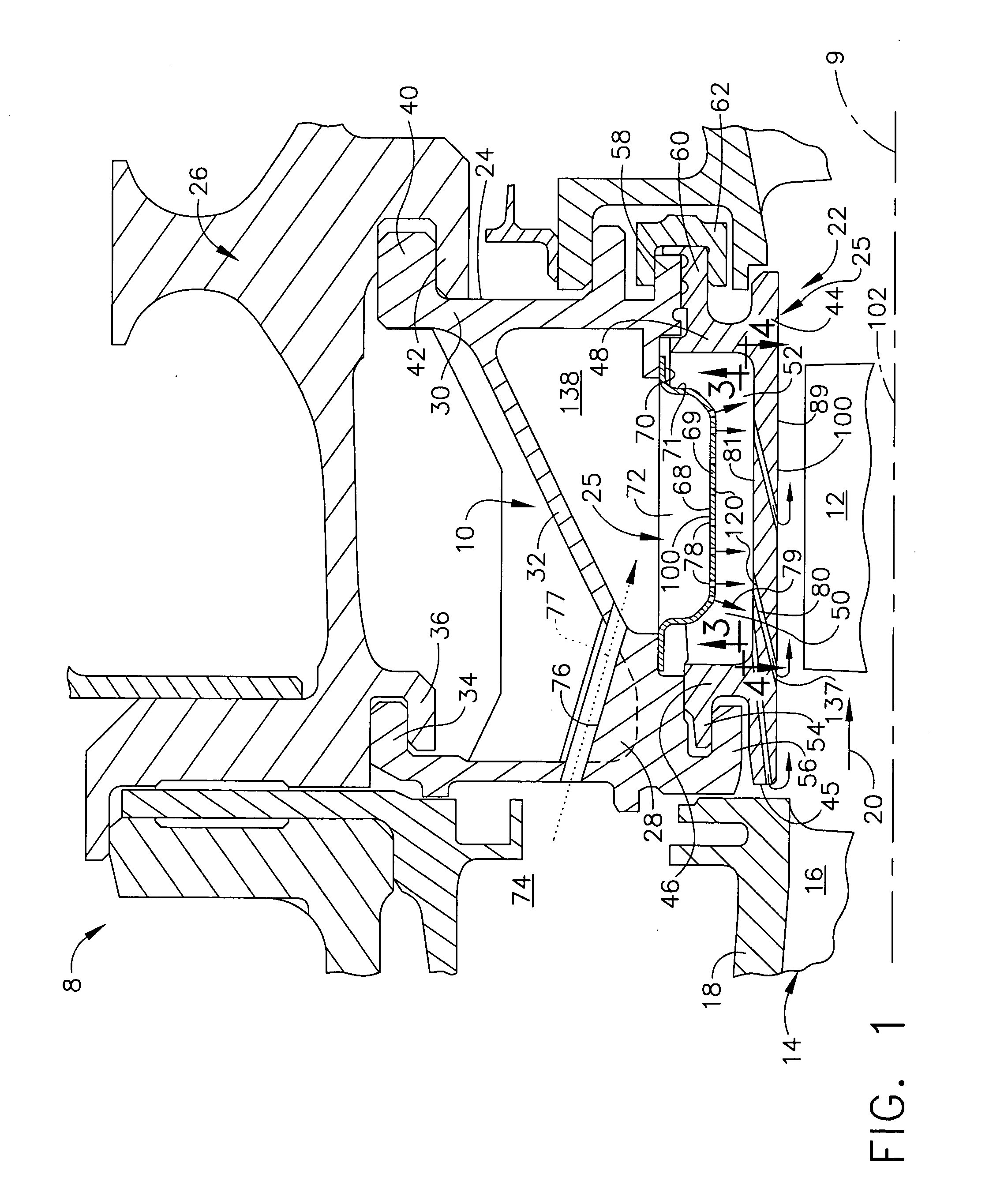 Turbine shroud asymmetrical cooling elements