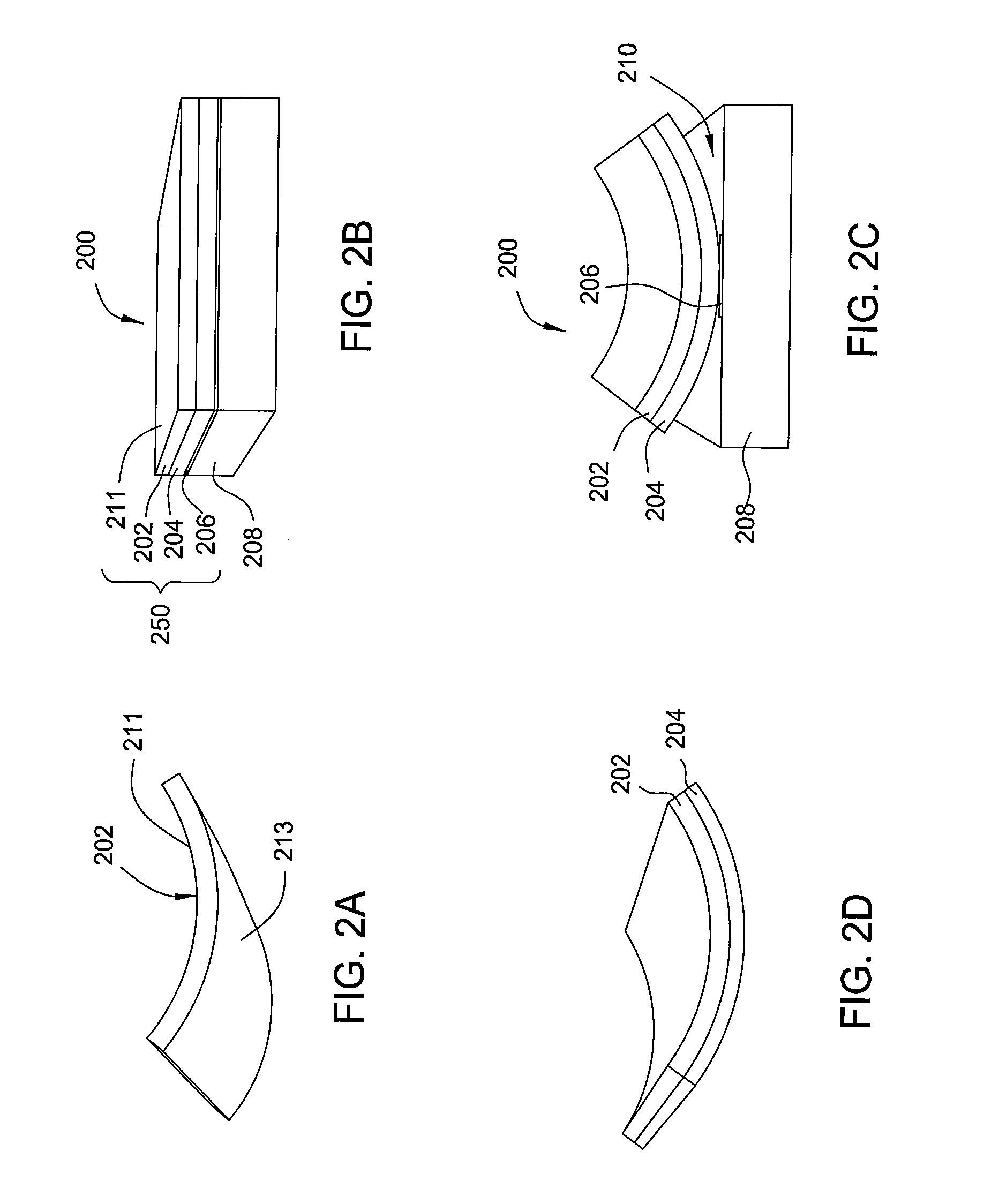 Epitaxial lift off stack having a unidirectionally shrunk handle and methods thereof